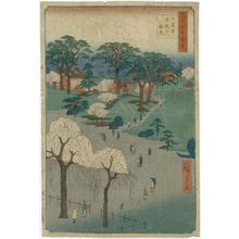 歌川広重: Temple Gardens, Nippori (Nippori jiin no rinsen), from the series One Hundred Famous Views of Edo (Meisho Edo hyakkei) - ボストン美術館