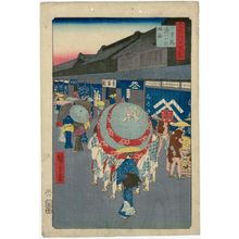 Utagawa Hiroshige: View of Nihonbashi Tôri 1-chôme (Nihonbashi Tôri-itchôme ryakuzu), from the series One Hundred Famous Views of Edo (Meisho Edo hyakkei) - Museum of Fine Arts