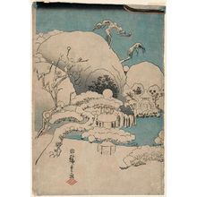 Utagawa Hiroshige: Snow Landscape with Skull Shapes, left sheet of the triptych Taira Kiyomori Haunted by Strange Sights (Taira Kiyomori kaii o miru zu) - Museum of Fine Arts