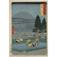 Utagawa Hiroshige: Hôki Province: Ôno, Distant View of Mount Daisen (Hôki, Ôno, Daisen enbô), from the series Famous Places in the Sixty-odd Provinces [of Japan] ([Dai Nihon] Rokujûyoshû meisho zue) - Museum of Fine Arts