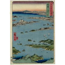 Utagawa Hiroshige: Mutsu Province: View of Matsushima, Sight Map from Mount Tomi (Mutsu, Matsushima fûkei, Tomiyama chôbô no ryakuzu), from the series Famous Places in the Sixty-odd Provinces [of Japan] ([Dai Nihon] Rokujûyoshû meisho zue) - Museum of Fine Arts