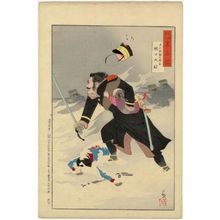 小林清親: Captain Higuchi, Section Commander of the Sixth Division, from the series Mirror of Army and Navy Heroes (Rikkai gunjin kômyô kagami) - ボストン美術館