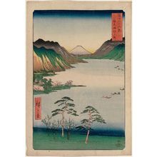 歌川広重: Lake Suwa in Shinano Province (Shinshû Suwa no mizuumi), from the series Thirty-six Views of Mount Fuji (Fuji sanjûrokkei) - ボストン美術館
