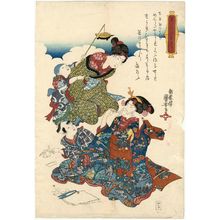 Utagawa Kuniyoshi, 歌川国芳 (Utagawa Kuniyoshi)创作的日本版画《Women Playing with Children, from the series A Collection of Songs Set to Koto Music (Koto no kumiuta zukushi)》