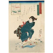 Utagawa Kuniyoshi: Poem by Gonchûnagon Atsutada, from the series The Thirty-six Poets, an Instructive Mirror for Women and Children (Sanjûrokkasen dôjo kyôkun kagami) - Museum of Fine Arts