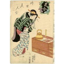 Japanese Print "Morning Glories, from the series Contest of Flowers, Contest of Modern Beauties (Hana awase tôsei bijin awase)" by Utagawa Kuniyoshi, 歌川国芳 (Utagawa Kuniyoshi)