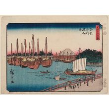 Utagawa Hiroshige: Eitai Bridge and Tsukudajima in Edo (Tôto Eitaibashi Tsukudajima), from the series Thirty-six Views of Mount Fuji (Fuji sanjûrokkei) - Museum of Fine Arts