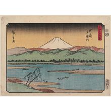 歌川広重: The Jewel River in Musashi Province (Musashi Tamagawa), from the series Thirty-six Views of Mount Fuji (Fuji sanjûrokkei) - ボストン美術館