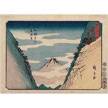 歌川広重: The Valley of Amida's Descent at Ôyama in Sagami Province (Sagami Ôyama Raigô tani), from the series Thirty-six Views of Mount Fuji (Fuji sanjûrokkei) - ボストン美術館