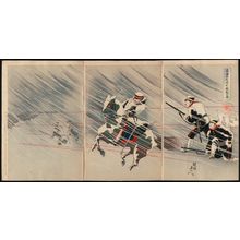 Toyohara Chikanobu: Defeat of the Russians in the Attack on Anju (Rokoku seibatsu Anju gekisen no zu) - Museum of Fine Arts