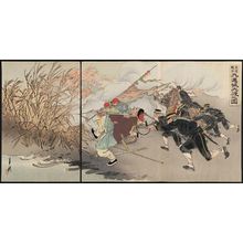 Ogata Gekko: Sino-Japanese War: Picture of the Great Victory at Jiuliancheng (Nisshin sensô Kyûrenjô daishô no zu) - Museum of Fine Arts
