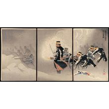 Kobayashi Kiyochika: Braving the Snow, Our Troops Capture the Stronghold at Weihaiwei (Yuki o okashite, waga gun Ikaiei no kenrui o nuku zu) - Museum of Fine Arts