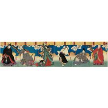 Utagawa Hirosada: The Fashionable Six Poetic Immortals (Fûryû Rokkasen), from right: Actor Nakamura Utaemon IV as Bishop Henjô, Bun'ya no Yasuhide, and Priest Kisen; Nakayama Nanshi II as Ono no Komachi; and Nakamura Utaemon IV as Ariwara Narihira and Ôtomo Kuronushi - Museum of Fine Arts