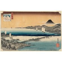 Japanese Print "Sunset Glow at Seta (Seta yûshô), from the series Eight Views of Ômi (Ômi hakkei no uchi)" by Utagawa Hiroshige, 歌川広重 (Utagawa Hiroshige I)