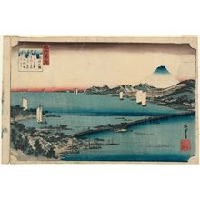 Japanese Print "Sunset Glow at Seta (Seta sekishô), from the series Eight Views of Ômi (Ômi hakkei no uchi)" by Utagawa Hiroshige, 歌川広重 (Utagawa Hiroshige I)