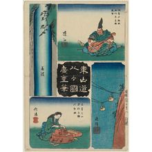 Utagawa Hiroshige: No. 8, Eight Provinces of the Tôsandô Circuit (Tôsandô hachi-ga-kuni): Ômi, Mino, Hida, and Shinano, from the series Cutout Pictures of the Provinces (Kunizukushi harimaze zue) - Museum of Fine Arts