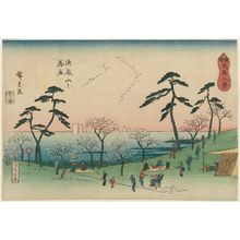 Utagawa Hiroshige: Descending Geese at Goten-yama (Goten-yama no rakugan), from the series Eight Views of Shiba in the Eastern Capital (Tôto Shiba hakkei) - Museum of Fine Arts