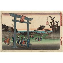 Utagawa Hiroshige: Tomigaoka Hachiman Shrine at Fukagawa (Fukagawa Tomigaoka Hachiman), from the series Famous Places in Edo (Kôto meisho) - Museum of Fine Arts