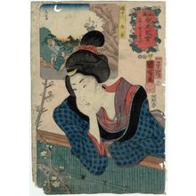 Utagawa Kuniyoshi: Rocks for Tray Landscapes from Bitchû Province (Bitchû bonseki)/ Wanting to Make It Bloom Sooner (Hayaku hirakasetai), from the series Auspicious Desires on Land and Sea (Sankai medetai zue) - Museum of Fine Arts