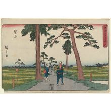 Utagawa Hiroshige: Fukuroi, second version, from the series The Fifty-three Stations of the Tôkaidô Road (Tôkaidô gojûsan tsugi no uchi), also known as the Gyôsho Tôkaidô - Museum of Fine Arts