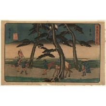 Utagawa Hiroshige: Akasaka, from the series The Fifty-three Stations of the Tôkaidô Road (Tôkaidô gojûsan tsugi no uchi), also known as the Gyôsho Tôkaidô - Museum of Fine Arts