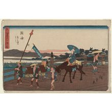 Utagawa Hiroshige: Okazaki: Yahagi Bridge (Okazaki, Yahagi no hashi), from the series The Fifty-three Stations of the Tôkaidô Road (Tôkaidô gojûsan tsugi no uchi), also known as the Gyôsho Tôkaidô - Museum of Fine Arts