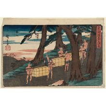 Utagawa Hiroshige: Kameyama, from the series The Fifty-three Stations of the Tôkaidô Road (Tôkaidô gojûsan tsugi no uchi), also known as the Gyôsho Tôkaidô - Museum of Fine Arts