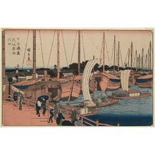 Utagawa Hiroshige: The Mouth of the Aji River in Osaka (Ôsaka Ajikawaguchi), from the series Harbors of Japan (Nihon minato zukushi) - Museum of Fine Arts