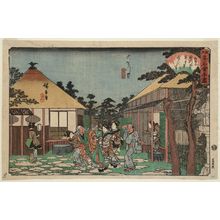 歌川広重: In Front of Daion-ji Temple: the Tagawaya Restaurant (Daion-ji mae, Tagawaya), from the series Famous Restaurants of Edo (Edo kômei kaitei zukushi) - ボストン美術館