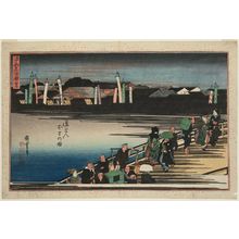 歌川広重: View of Dôtonbori (Dôtonbori no zu), from the series Famous Views of Osaka (Naniwa meisho zue) - ボストン美術館