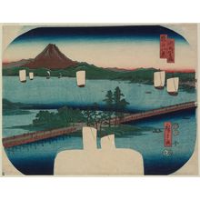 歌川広重: Long Bridge at Seta (Seta no nagahashi), from the series Eight Views of Ômi (Ômi hakkei) - ボストン美術館