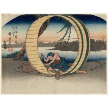 Japanese Print "Barrel-maker; Copied from a Picture by Old Master Katsushika (Katsushika ô no zu ni naraite)" by Utagawa Hiroshige, 歌川広重 (Utagawa Hiroshige I)