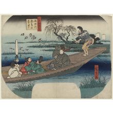 Japanese Print "The Sumida River: The Old Story of the Oystercatchers (Sumidagawa miyakodori no koji), from the series A Compendium of Historical Sites in Edo (Edo kyûseki zukushi)" by Utagawa Hiroshige, 歌川広重 (Utagawa Hiroshige I)