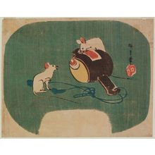 Utagawa Hiroshige, 歌川広重 (Utagawa Hiroshige I)创作的日本版画《White Mice with Daikoku's Magic Mallet》