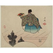 Japanischer Druck "The Nô Play Okina" von Utagawa Hiroshige, 歌川広重 (Utagawa Hiroshige I)