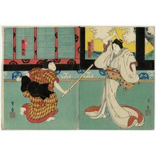 Utagawa Kunikazu: Actors Arashi Kichisaburô III as Iwafuji (R) and Arashi Rikan III as the Maid Hatsu (L) - Museum of Fine Arts