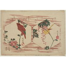 Utagawa Hiroshige: Wisteria and Canary (R), Kingfisher and Clematis (L) - Museum of Fine Arts