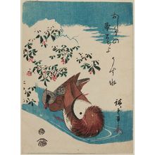 Utagawa Hiroshige: Mandarin Ducks and Nandina in Snow - Museum of Fine Arts