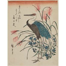 Japanese Print "Crane and Autumn Flowers" by Utagawa Hiroshige, 歌川広重 (Utagawa Hiroshige I)