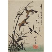 Japanese Print "Sparrows and Bamboo" by Utagawa Hiroshige, 歌川広重 (Utagawa Hiroshige I)