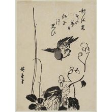 Utagawa Hiroshige, 歌川広重 (Utagawa Hiroshige I)创作的日本版画《Sparrow and Begonia》