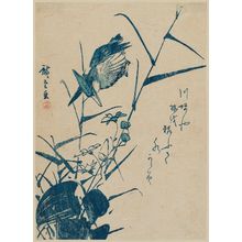 Utagawa Hiroshige, 歌川広重 (Utagawa Hiroshige I)创作的日本版画《Kingfisher and Begonia》