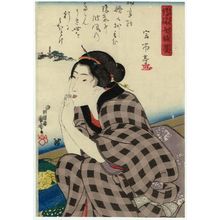 歌川国芳: Praying, from the series Women in Benkei-checked Fabrics (Shimazoroi onna Benkei) - ボストン美術館