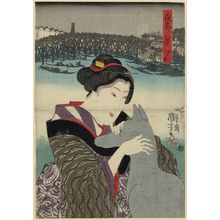 歌川国芳: Yokkaichi, from the series Eight Views of Night Visits to Temples and Shrines (Yomairi hakkei) - ボストン美術館
