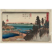 Japanese Print "Eight Views of the Sumida River: Clearing Weather at Matsuchiyama (Sumidagawa hakkei, Matsuchiyama seiran), from the series Famous Places in Edo (Tôto meisho no uchi)" by Utagawa Hiroshige, 歌川広重 (Utagawa Hiroshige I)