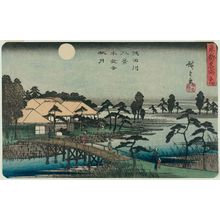 Utagawa Hiroshige: Eight Views of the Sumida River: Autumn Moon at Mokubo-ji Temple (Sumidagawa hakkei, Mokubo-ji shûgetsu), from the series Famous Places in Edo (Tôto meisho no uchi) - Museum of Fine Arts