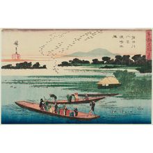 歌川広重: Eight Views of the Sumida River: Descending Geese at the Ferry (Sumidagawa hakkei, Watashiba rakugan), from the series Famous Places in Edo (Tôto meisho no uchi) - ボストン美術館