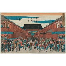 歌川広重: The Niwaka Festival in the New Yoshiwara (Shin Yoshiwara Niwaka no zu), from the series Famous Places in the Eastern Capital (Tôto meisho no uchi) - ボストン美術館