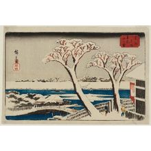 Utagawa Hiroshige, 歌川広重 (Utagawa Hiroshige I)创作的日本版画《Snow at Matsuchiyama (Matsuchiyama no yuki), from the series Famous Places in the Eastern Capital (Tôto meisho)》