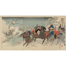 Watanabe Nobukazu: Cavalry Scouts in Desperate Fighting Near Jinzhou-fu (Kinshûfu hômen sekkô kihei funsen no zu) - Museum of Fine Arts